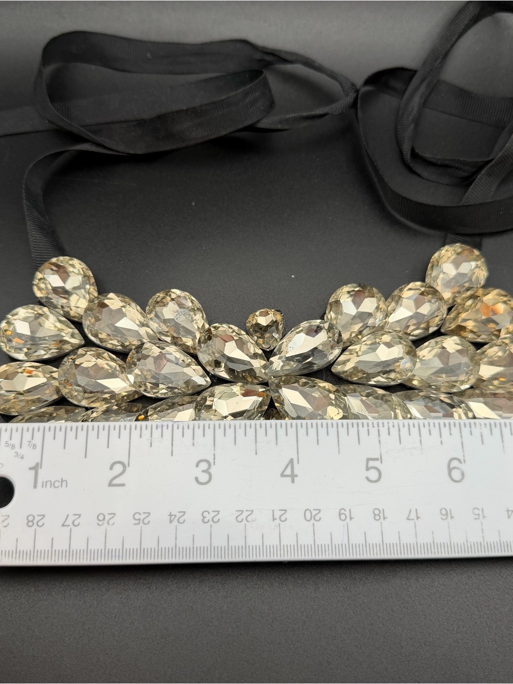 Gorgeous! Tasha Smoky Crystal Statement Bib Necklace - Picture 2 of 10